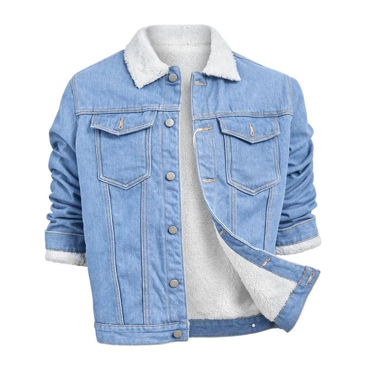 Herren-Truckerjacke aus Denim mit Fleecefutter - Hellblau - 4XL - image 2