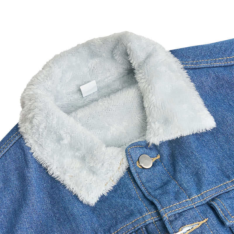 Herren-Truckerjacke aus Denim mit Fleecefutter - image 4