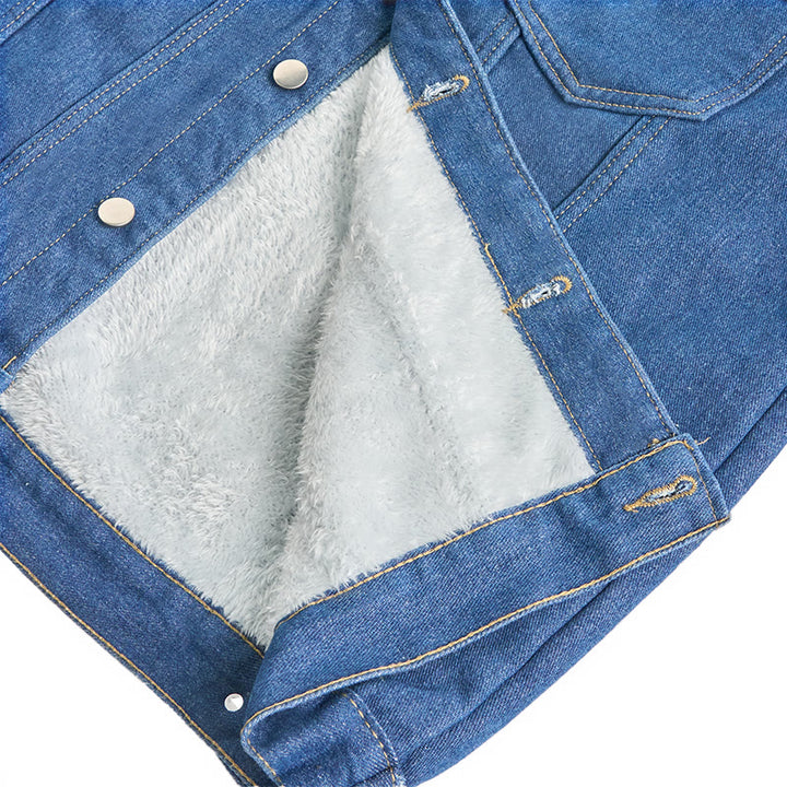 Herren-Truckerjacke aus Denim mit Fleecefutter - image 5