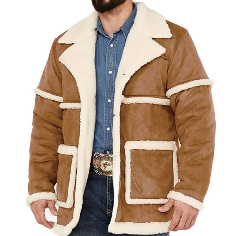 Britischer Shearling-Mantel für Herren - Khaki - 2XL - image 2