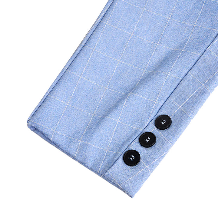 Herren-Businessblazer in Hellblau mit Karomuster - image 5