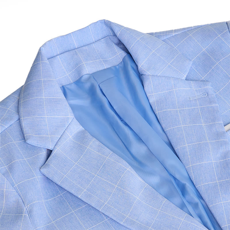 Herren-Businessblazer in Hellblau mit Karomuster - image 2