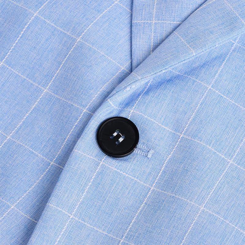 Herren-Businessblazer in Hellblau mit Karomuster - image 3