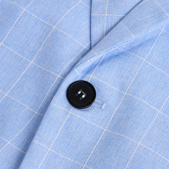 Herren-Businessblazer in Hellblau mit Karomuster - image 3