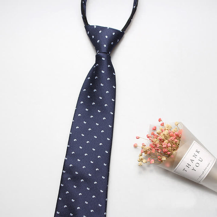 Trendy Mikro Paisley Reißverschluss-Krawatte für Herren - Marineblau - image 3