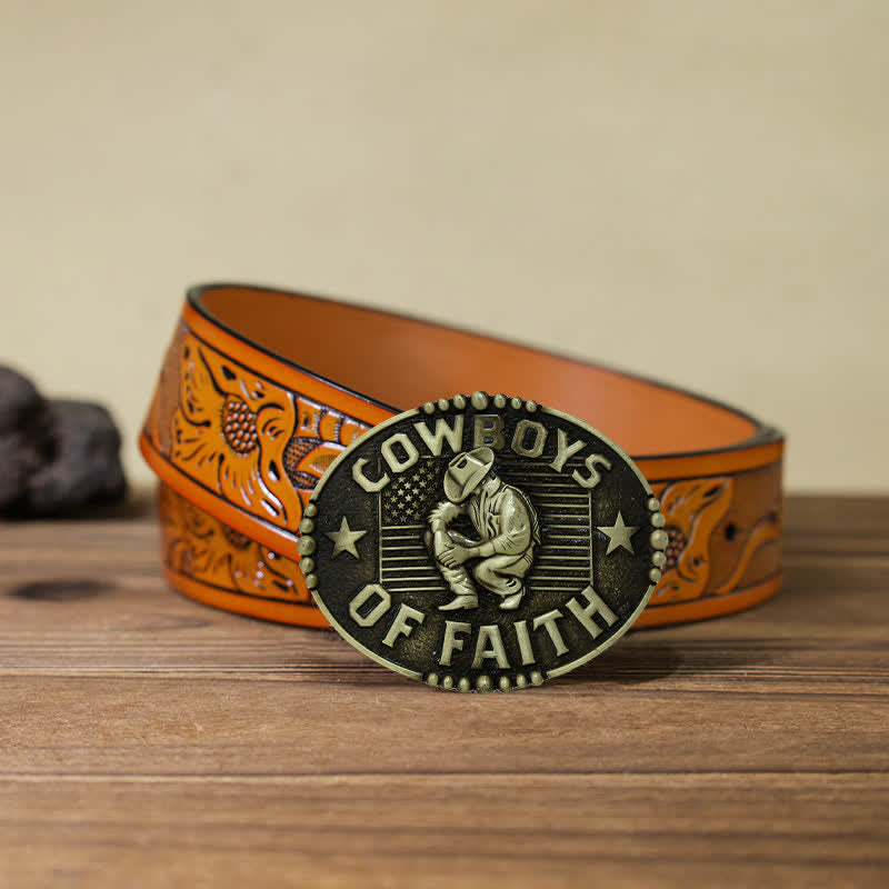 Herren DIY Cowboys Of Faith Schnalle Ledergürtel