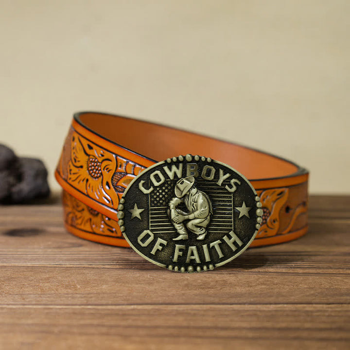 Herren DIY Cowboys Of Faith Schnalle Ledergürtel