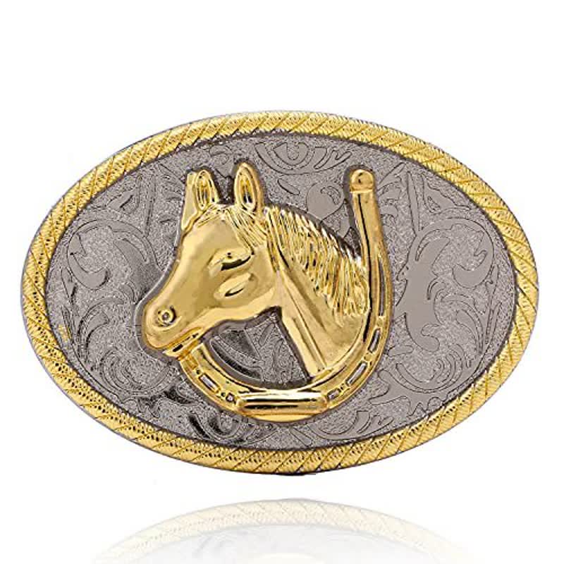 Selbstgemachter Leder-Gürtel für Männer mit goldener Hufeisen-Schnalle