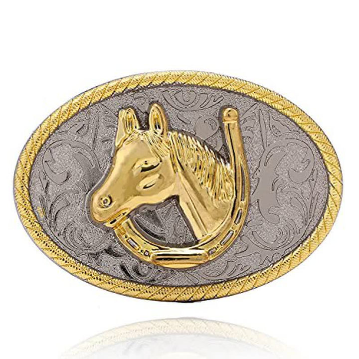 Selbstgemachter Leder-Gürtel für Männer mit goldener Hufeisen-Schnalle