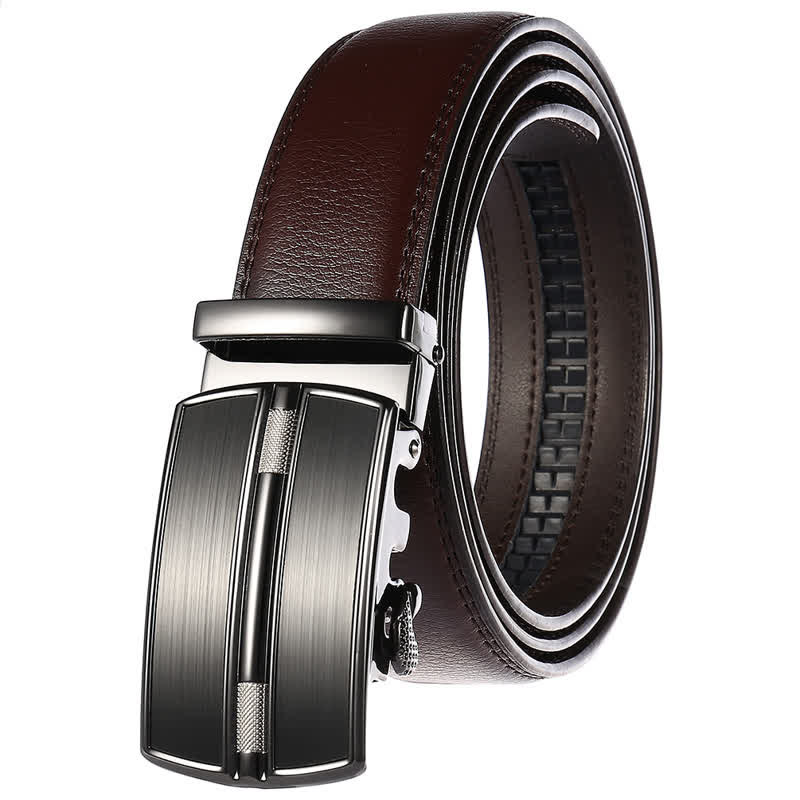 Schlichter Herrengürtel aus hohlem Leder mit automatischer Schnalle - Braun Nr. 1 - 46 - image 5