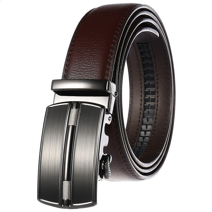 Schlichter Herrengürtel aus hohlem Leder mit automatischer Schnalle - Braun Nr. 1 - 46 - image 5