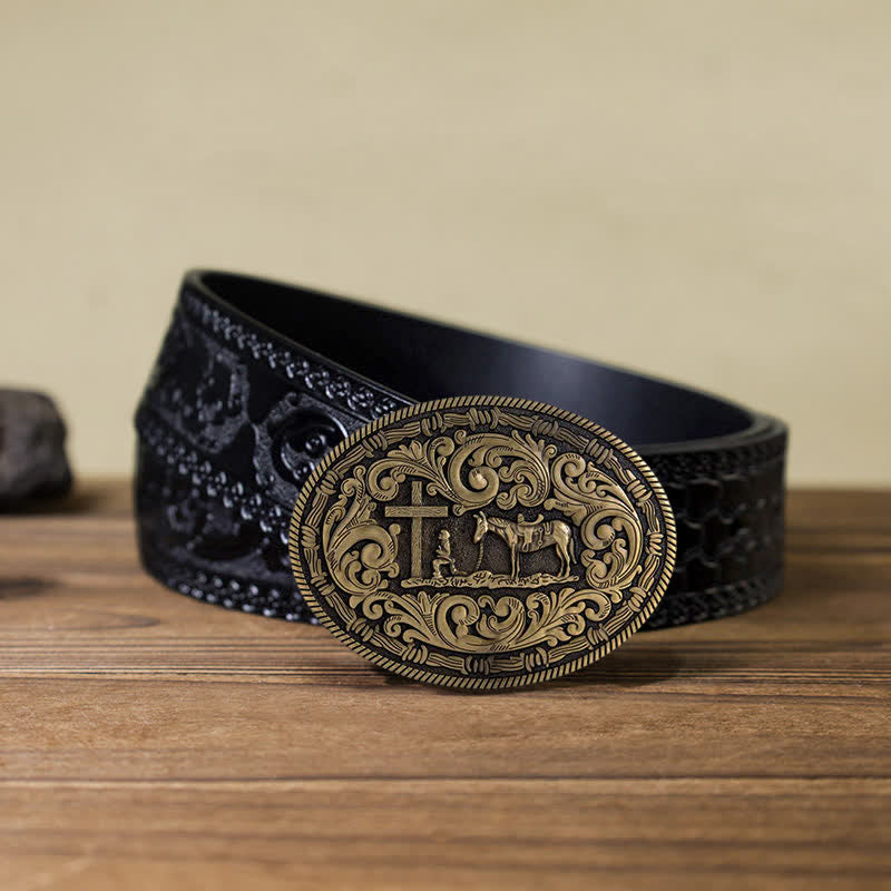 DIY Gebets Cowboy oval Schnallengürtel für Herren