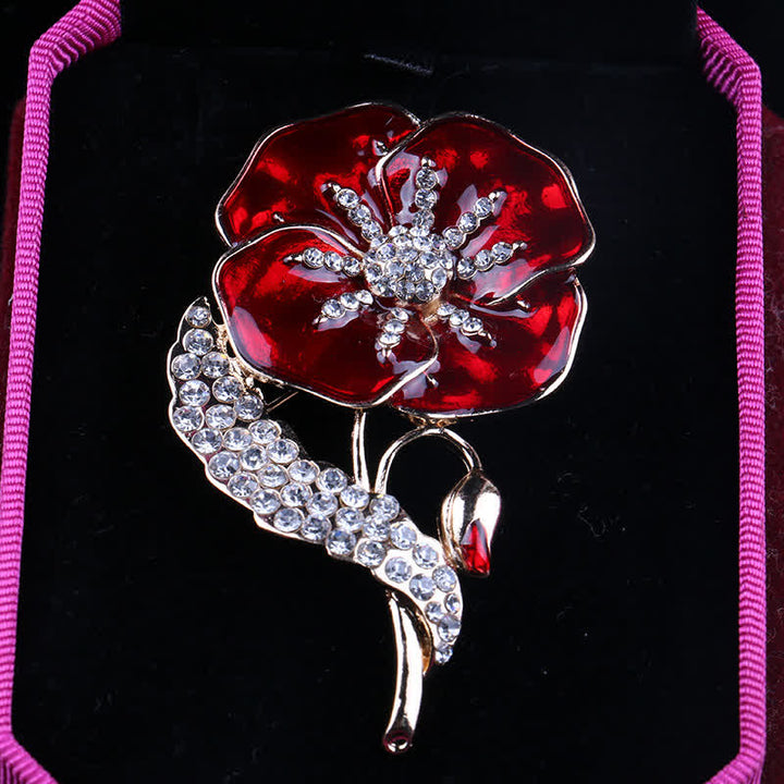 Unisex Strass Mohnblume Memorial Day Brosche
