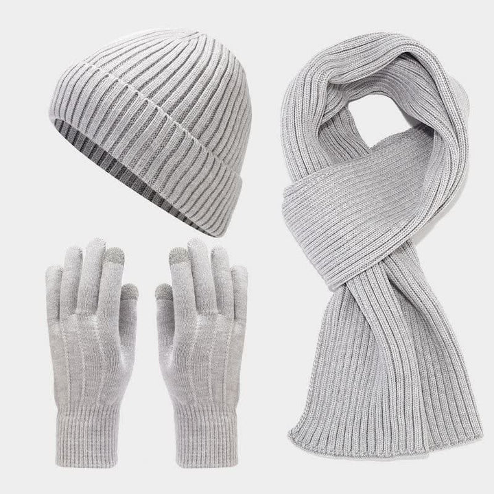 3er-Set Unisex Klassischer Vielseitiger Hut Schal Handschuh Set