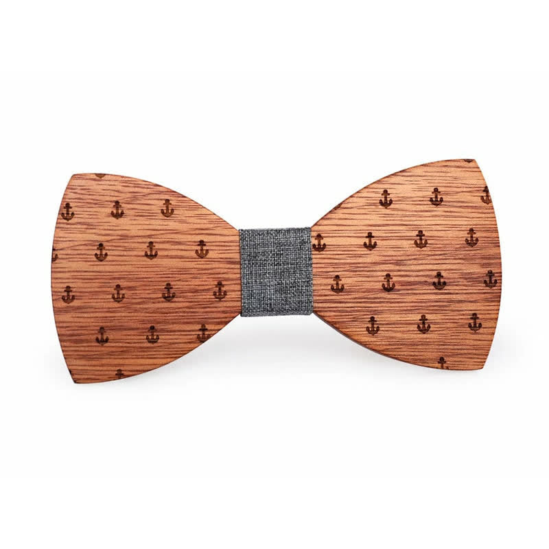 Holzfliege mit nautischem Anker-Design für Herren