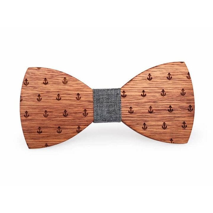 Holzfliege mit nautischem Anker-Design für Herren