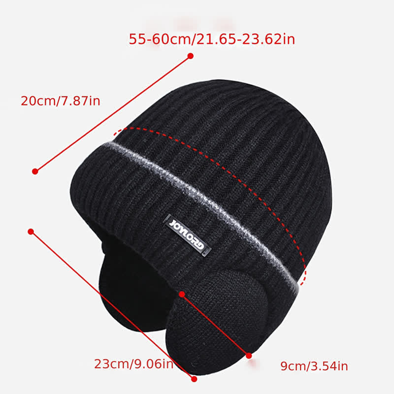 Unisex Hut mit einfarbigen Ohrenklappen, elastisch und verdickt, gestrickt