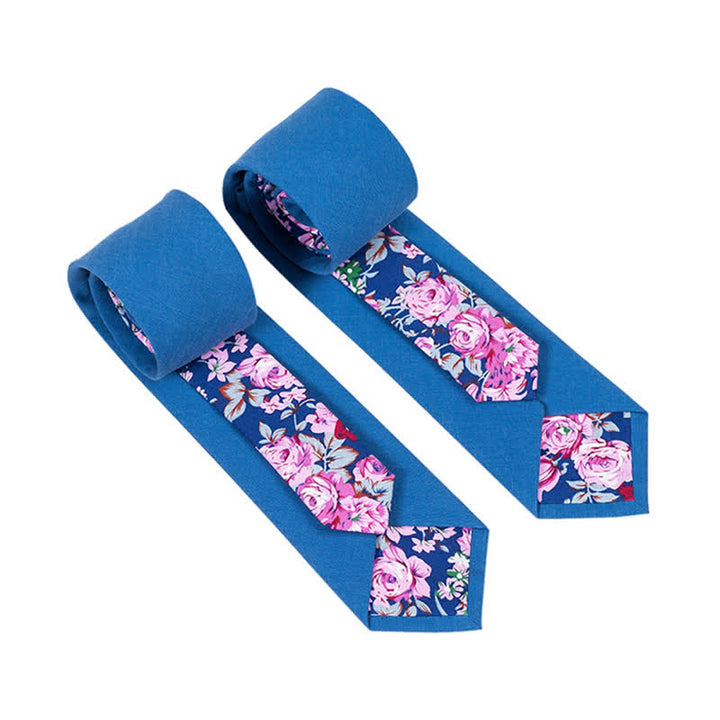 Herren Neuartiger Karo-Blumen-Patchwork-Krawatte - Blau - image 9