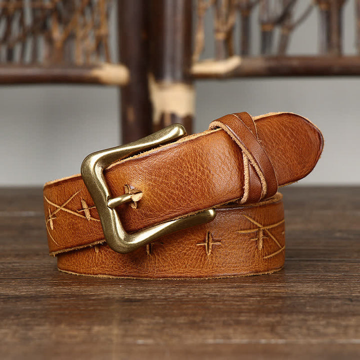 Vintage Ledergürtel für Herren mit Schnitzerei