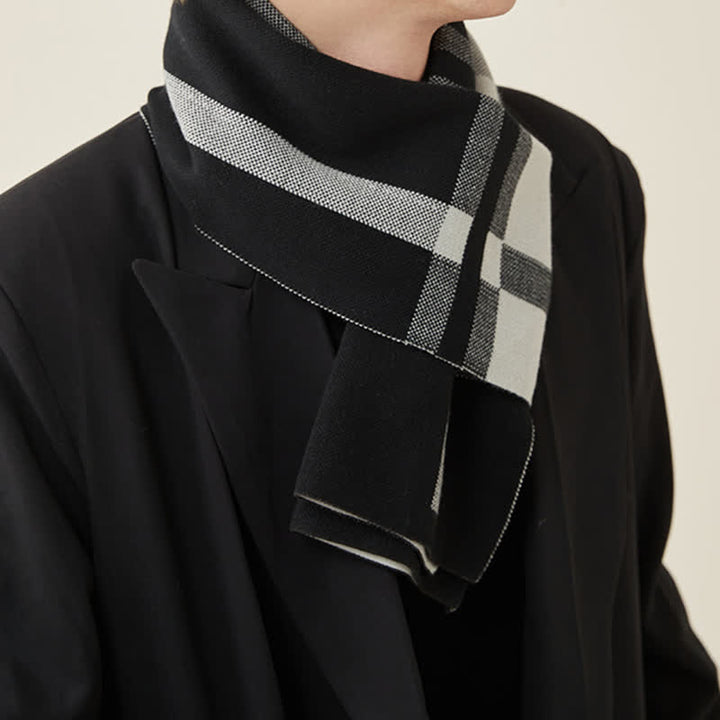 Herren Klassischer Kariert Wolle-Mischung Strickschal