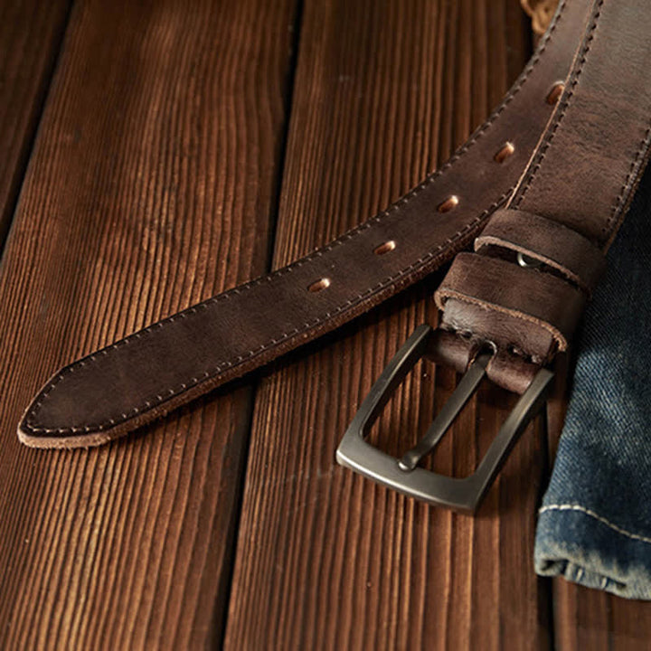 Klassischer strukturierter Cowboy-Ledergürtel für Herren