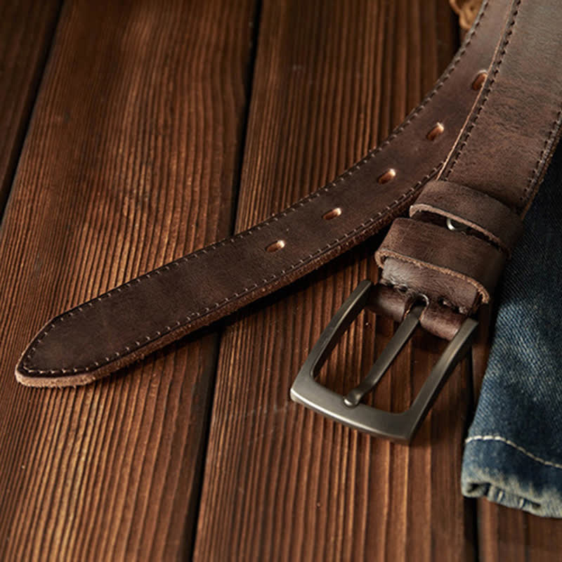 Klassischer strukturierter Cowboy-Ledergürtel für Herren - image 7