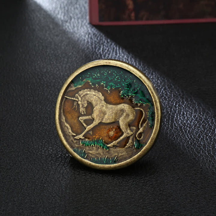 Herren DIY Mystical Unicorn Gürtel aus Leder mit antiker bronzener Schnalle