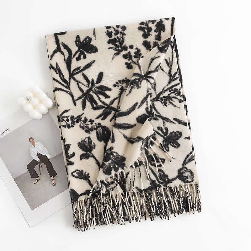 Damen Crema Süßblumiger Botanischer Schal