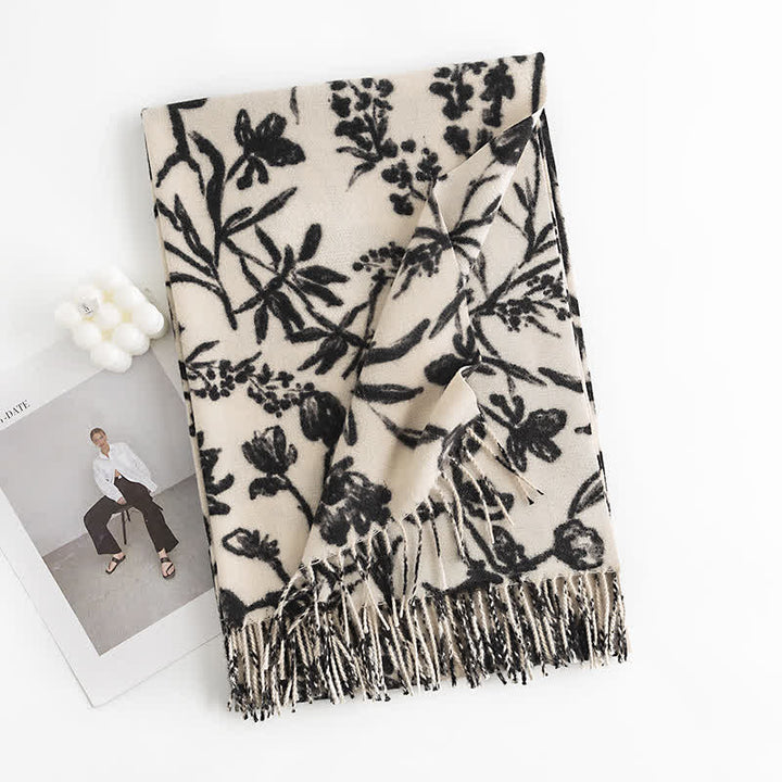 Damen Crema Süßblumiger Botanischer Schal