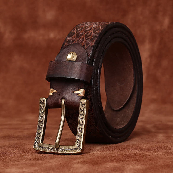 Entworfenes Vintage-Lederband mit geprägtem Diamantmuster