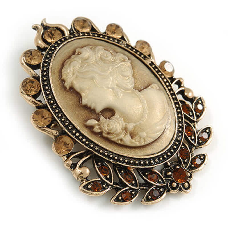 Viktorianische Cameo-Silhouette-Blatt-Brosche für Frauen