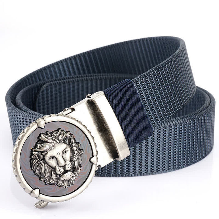 Praktischer Nylongürtel für Herren mit Löwenkopfmuster - Blau / Silber - 48" - image 18