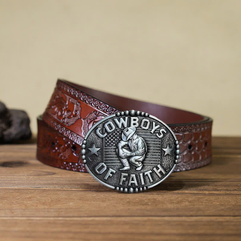 Herren DIY Cowboys Of Faith Schnalle Ledergürtel