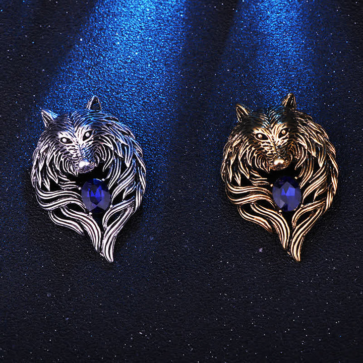 Herren Legendärer Wolfskopf Brosche