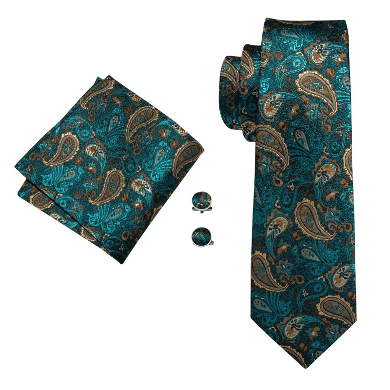 Seeblau 3 Stück Paisley Krawattenset für Herren