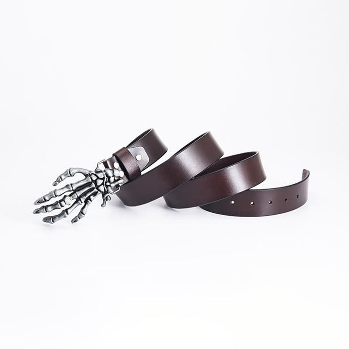 Herren Rock Punk Skelett Hand Ledergürtel