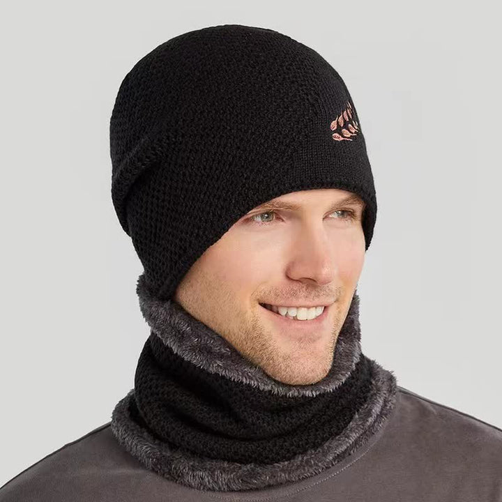 2-teiliges Set Stickmuster Weizen Beanie Mütze &amp; Halswärmer
