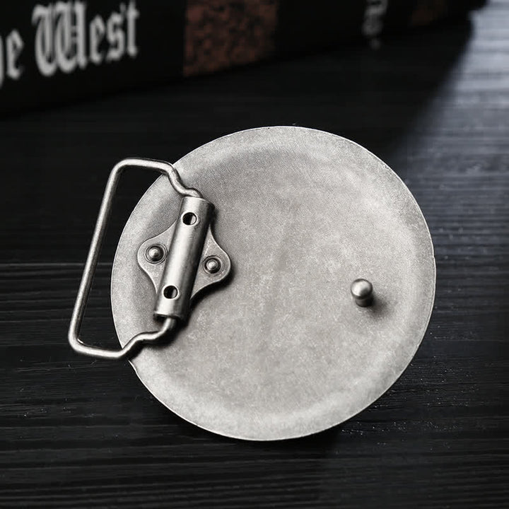 Herren DIY Leder Gürtel mit Lebensbaum Rundschnalle