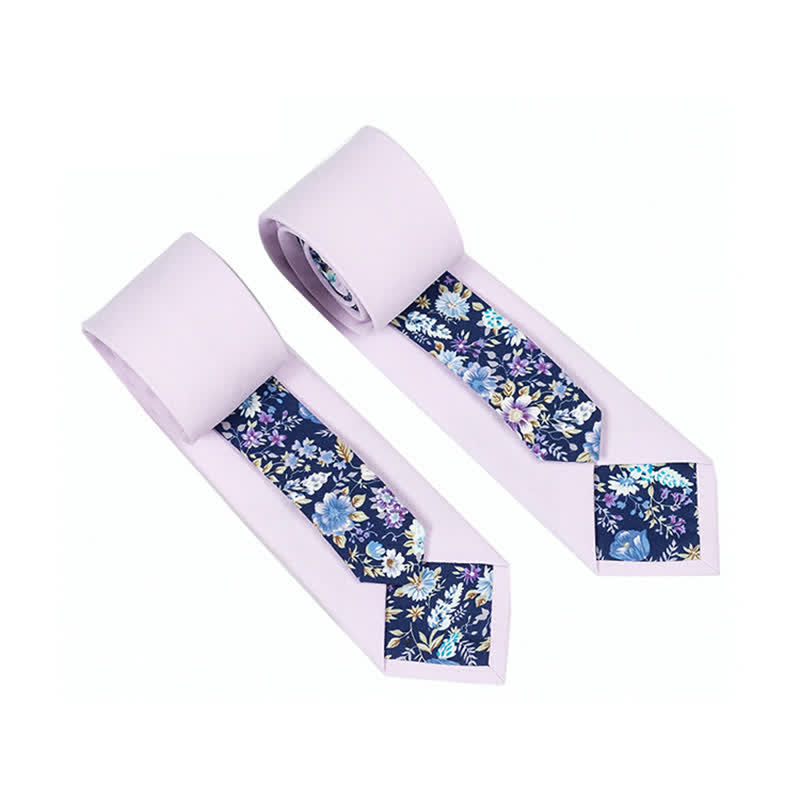 Herren Neuartiger Karo-Blumen-Patchwork-Krawatte - Lavendel Erröten - image 7
