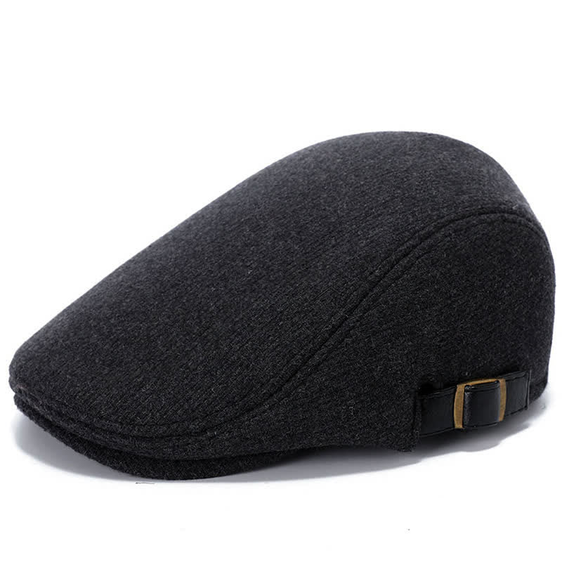 Lederverstellbare Schnalle Flache Mütze Baskenmütze - Einfarbig Grau - Verstellbar (etwa 22"-23 1/4") - image 8