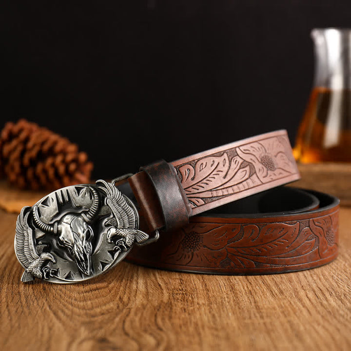 Herren Vintage Bull &amp; Dual Eagles Ledergürtel