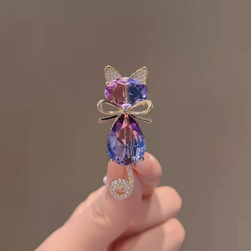 Niedliche Kitty Strass Brosche für Frauen