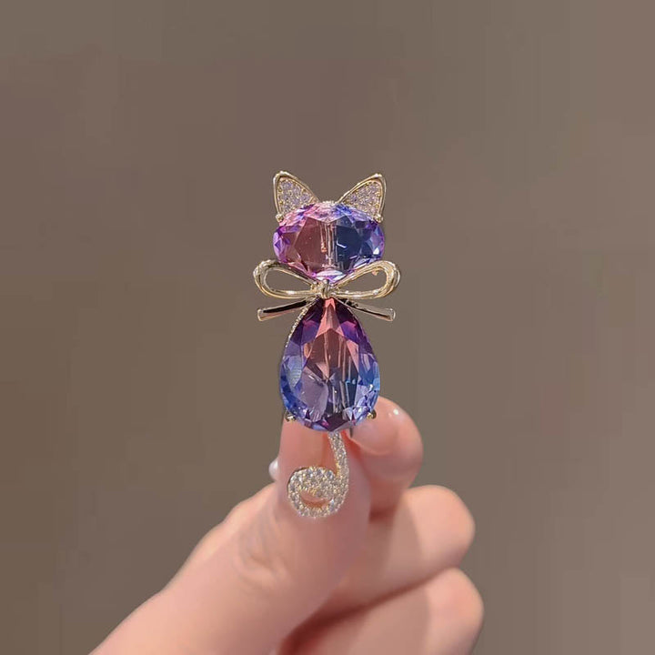 Niedliche Kitty Strass Brosche für Frauen