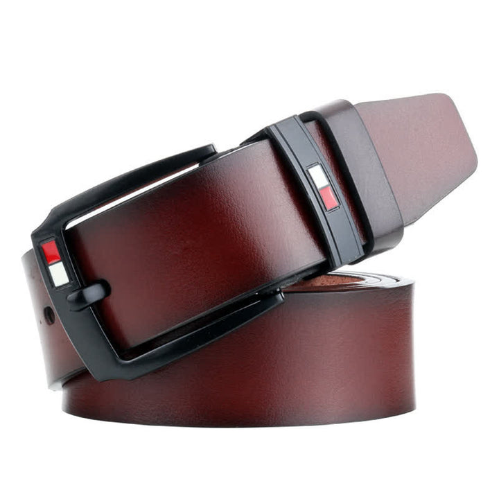 Schwarzer Retro-Ledergürtel mit Schnalle für Herren