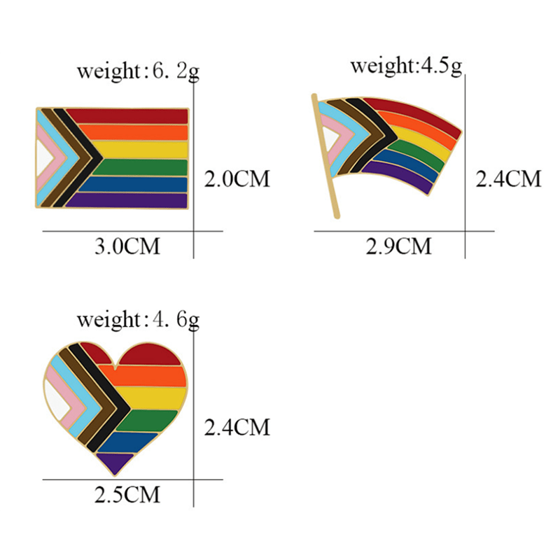 3Stück Zeigen Sie Ihren Stolz Regenbogenflagge Brosche