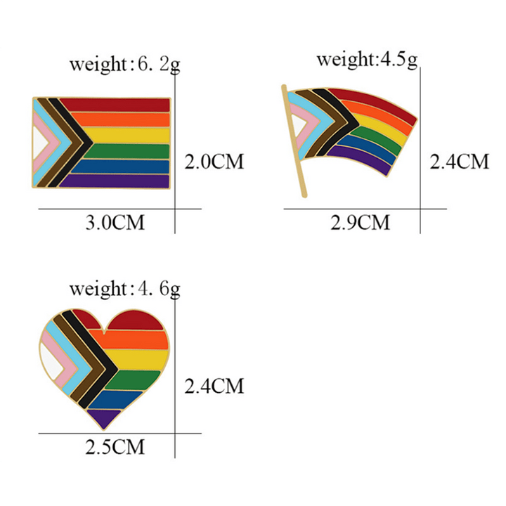 3Stück Zeigen Sie Ihren Stolz Regenbogenflagge Brosche