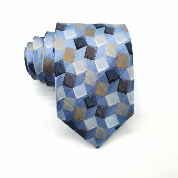 Bunte geometrische quadratische Krawatte aus Reiner Seide für Herren