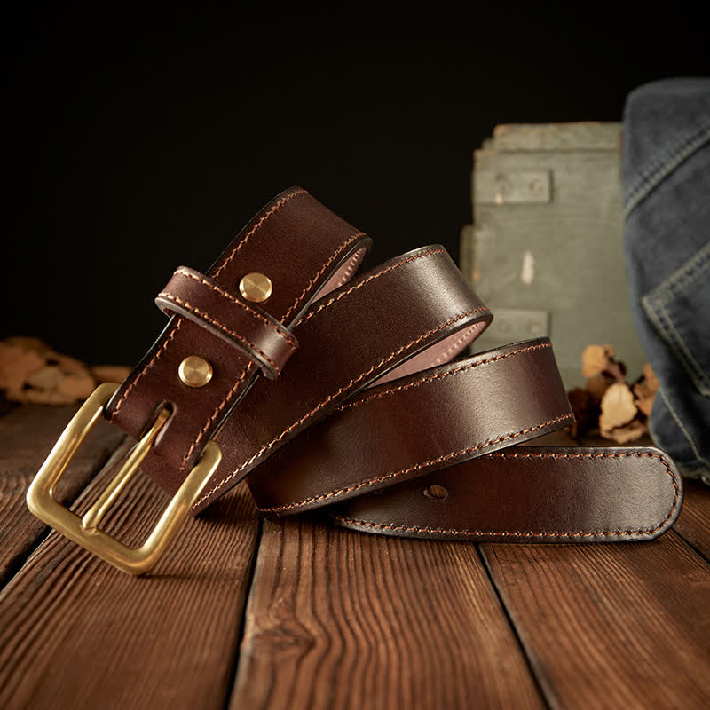 Herren-Ledergürtel im Vintage-Stil mit einfacher Dornschließe
