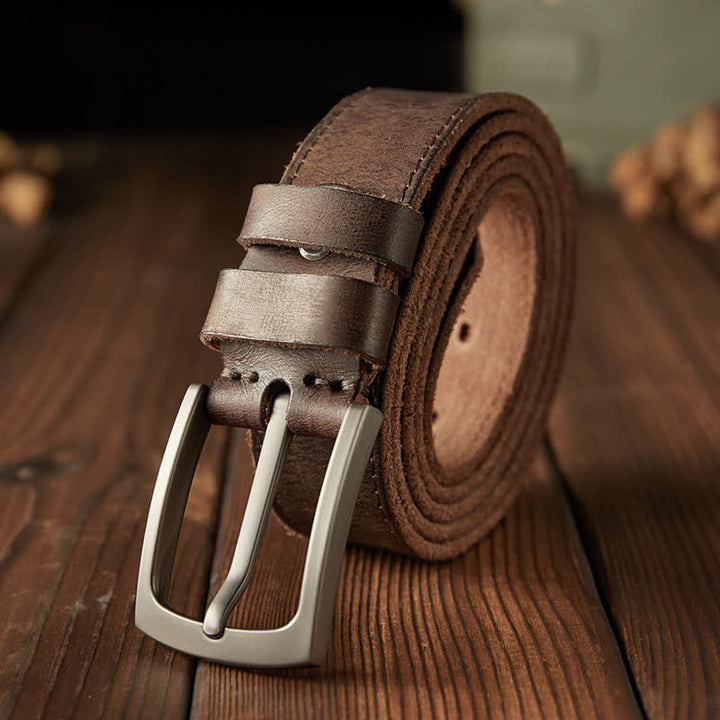 Klassischer strukturierter Cowboy-Ledergürtel für Herren - Kaffee - 46 - image 0