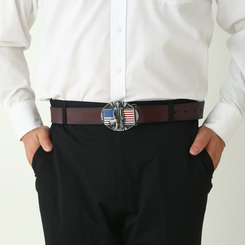 Herren DIY American Flag Cowboy Schnallengürtel aus Leder